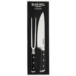 Set Cuchillo Tenedor Carving Platinum Collection Black Bull